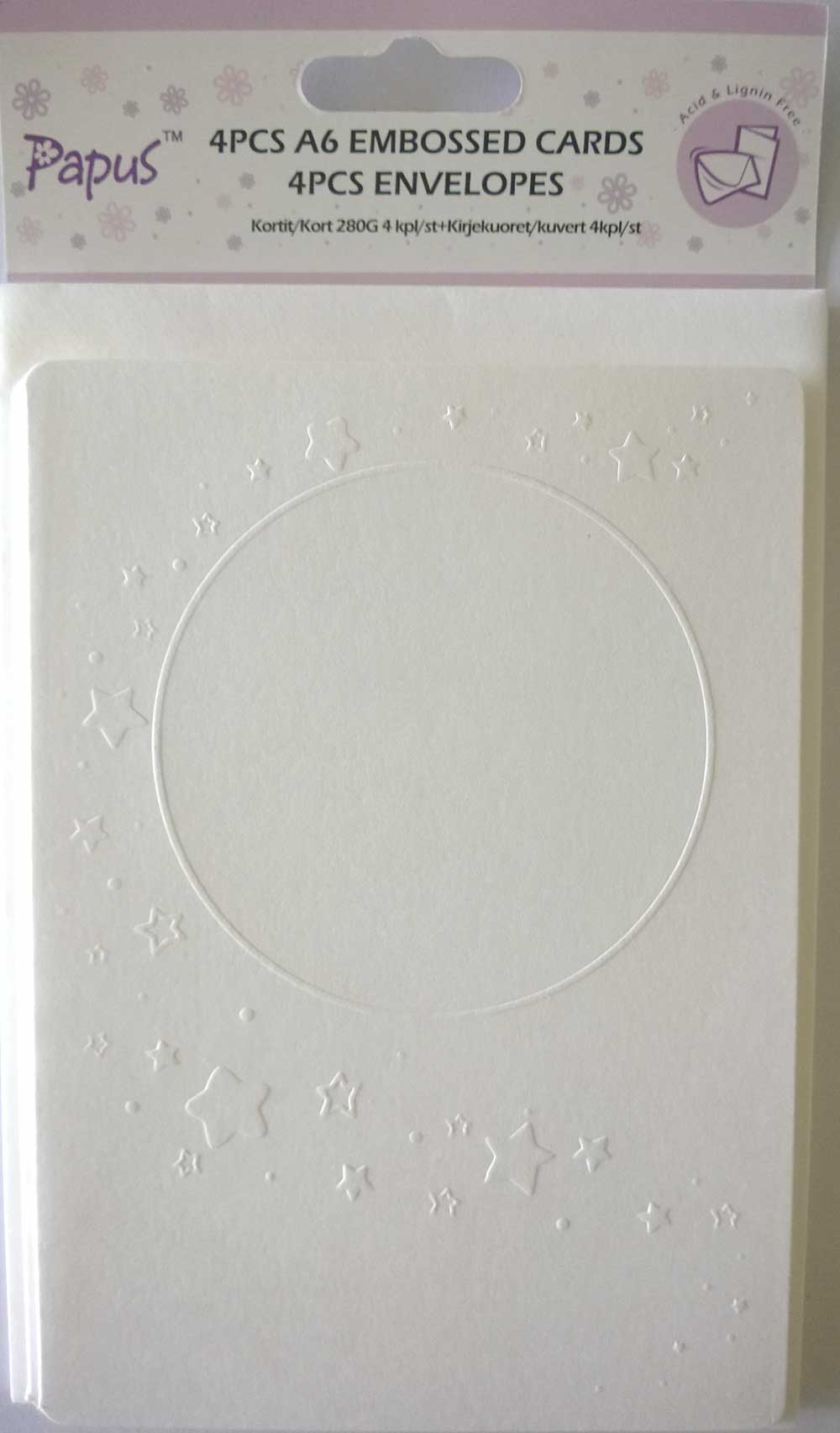 Papus Embossed A6 cards with Envelopes (Set of 4 Pieces) - Design 3