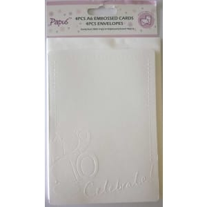 Papus Embossed A6 cards with Envelopes (Set of 4 Pieces) - Design 4