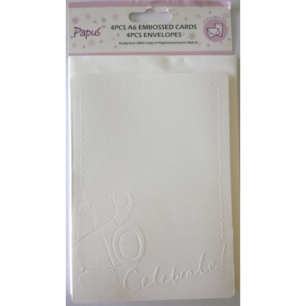 Papus Embossed A6 cards with Envelopes (Set of 4 Pieces) - Design 4