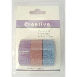 Creative Glittered Washi Tapes (Pack of 3 tapes) - Design 1