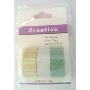 Creative Glittered Washi Tapes (Pack of 3 tapes) - Design 2