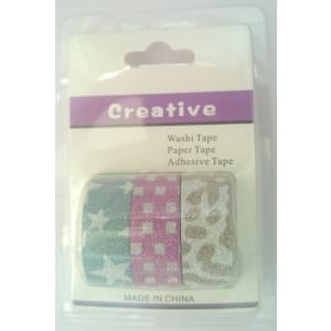 Creative Glittered Washi Tapes (Pack of 3 tapes) - Design 4