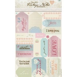 Paper Mania Die Cut Sentiment Stickers - Vintage Notes