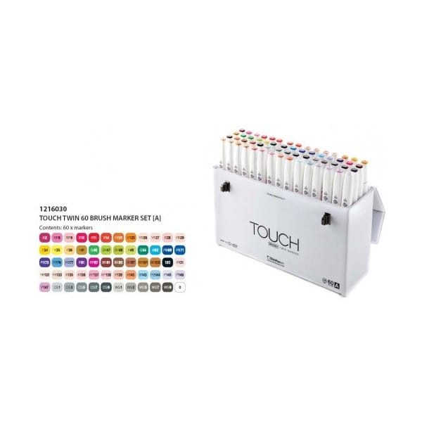 Shinhan Touch Twin Brush Markers (Set of 60A assorted Shades)