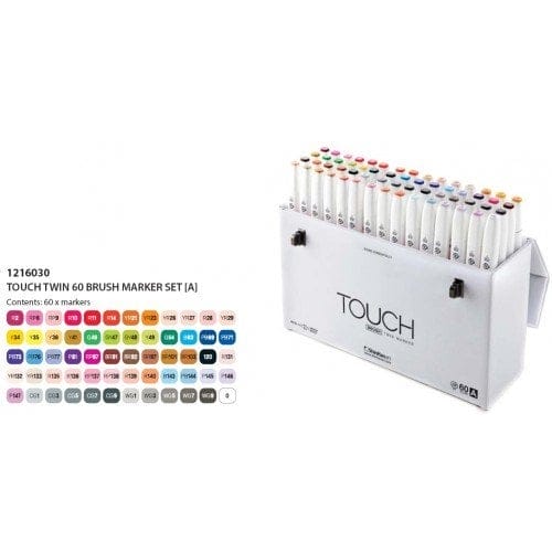Shinhan Touch Twin Brush Markers (Set of 60A assorted Shades) tmb60a Shinhan Touch Twin Brush Markers (Set of 60A assorted Shades)