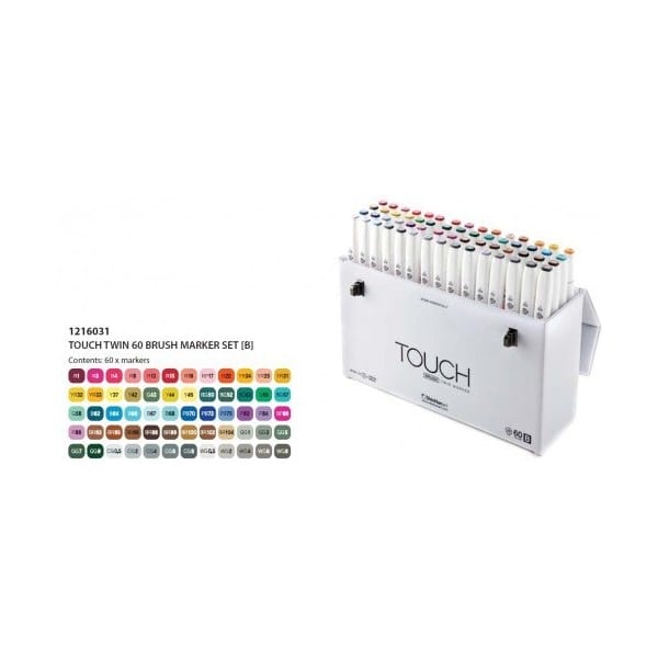 Shinhan Touch Twin Brush Markers (Set of 60B assorted Shades)