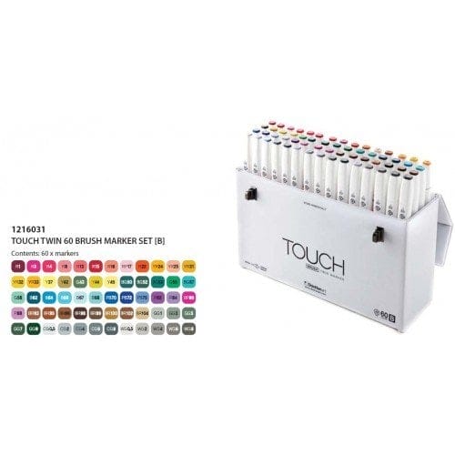 Shinhan Touch Twin Brush Markers (Set of 60B assorted Shades) tmb60b Shinhan Touch Twin Brush Markers (Set of 60B assorted Shades)