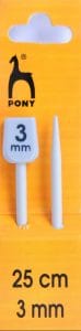 Pony Knitting Pins Knobbed Pairs 25cm x 3mm