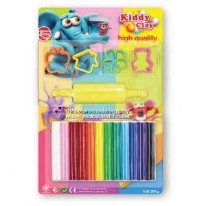 Kiddy FunClay (Pack of 12 Colours WIth Moulds and Roller)