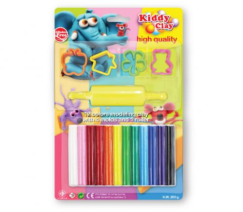 Kiddy FunClay (Pack of 12 Colours WIth Moulds and Roller) st 200 124sm r Kiddy FunClay (Pack of 12 Colours WIth Moulds and Roller)