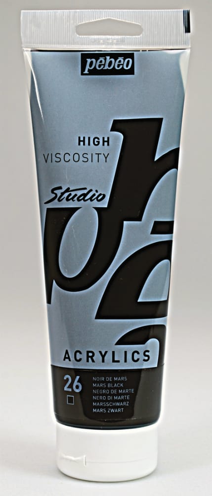 Pebeo Studio Acrylic HV 250ML - Mars Black 169026 mars black Pebeo Studio Acrylic HV 250ML - Mars Black