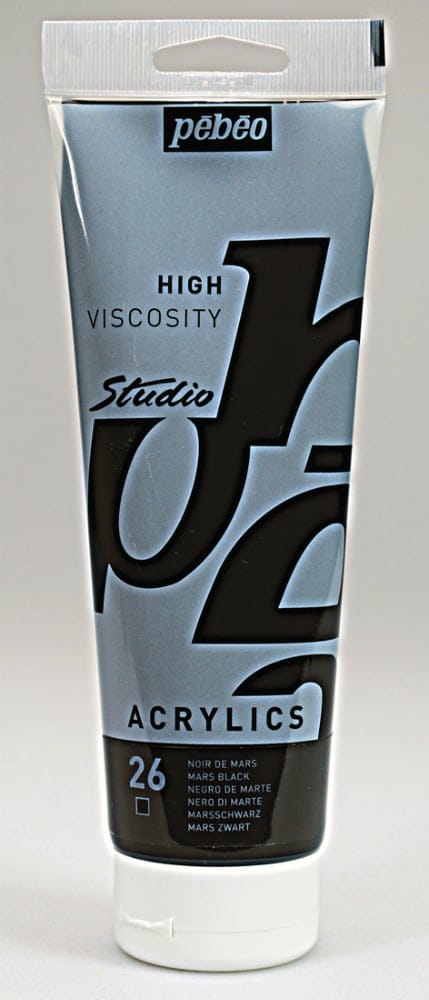 Pebeo Studio Acrylic HV 250ML - Mars Black 169026 mars black Pebeo Studio Acrylic HV 250ML - Mars Black