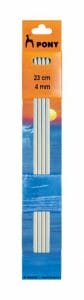 Pony 2 Point Aluminium Knitting Pins 4mm (Set of 4)