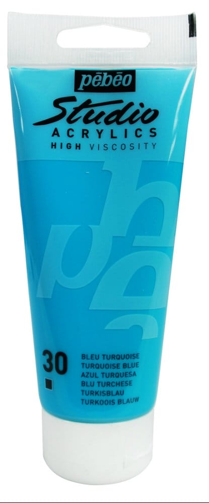 PEBEO STUDIO ACRYLIC HV 100ML - TURQUOISE BLUE 831030 turquoise blue PEBEO STUDIO ACRYLIC HV 100ML - TURQUOISE BLUE