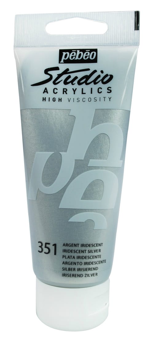 PEBEO STUDIO ACRYLIC HV 100ML - IRIDESCENT SILVER 832351 iridescent silver PEBEO STUDIO ACRYLIC HV 100ML - IRIDESCENT SILVER