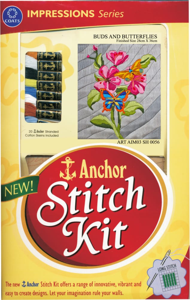 Anchor Stitch Kit - Buds and Butterflies (28cm x 36cm) askaim300000056 main buds and butterflies Anchor Stitch Kit - Buds and Butterflies (28cm x 36cm)