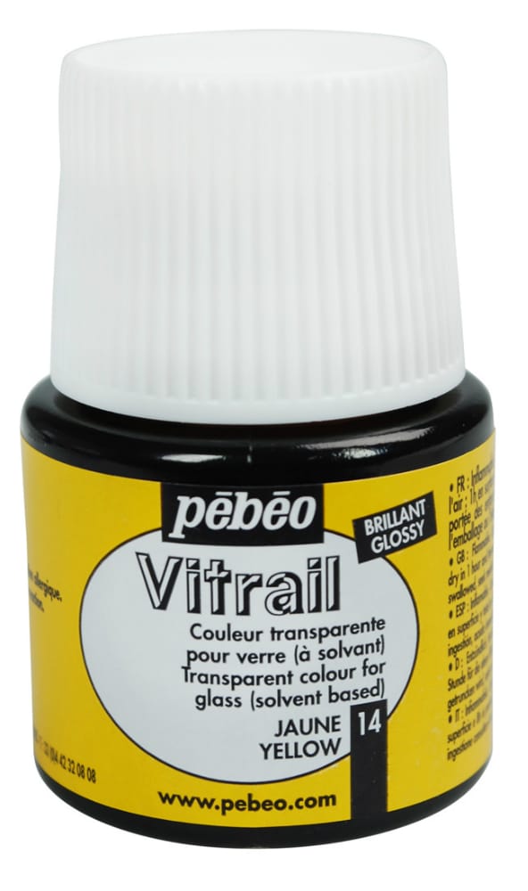 Pebeo Vitrail Satin Glass Color (45ml) - Yellow 050014 pebeo sb vitrail 45ml yellow Pebeo Vitrail Satin Glass Color (45ml) - Yellow
