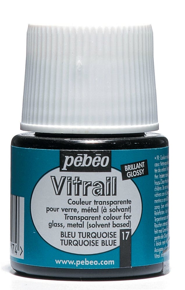Pebeo Vitrail Satin Glass Color (45ml) - Turquoise 050017 pebeo sb vitrail 45ml turquoise Pebeo Vitrail Satin Glass Color (45ml) - Turquoise