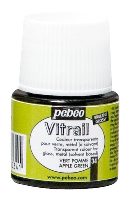 Pebeo Vitrail Satin Glass Color (45ml) - Apple Green 050034 pebeo sb vitrail 45ml apple green Pebeo Vitrail Satin Glass Color (45ml) - Apple Green