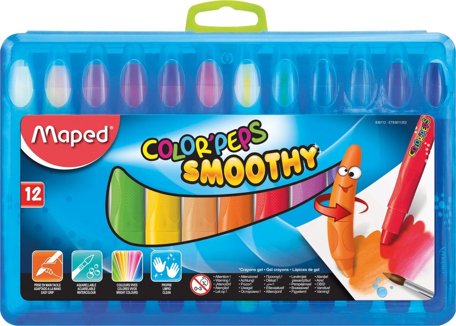 Maped Color'Peps Smoothy Gel Crayons in Plastic Case 836112 Maped Color'Peps Smoothy Gel Crayons in Plastic Case