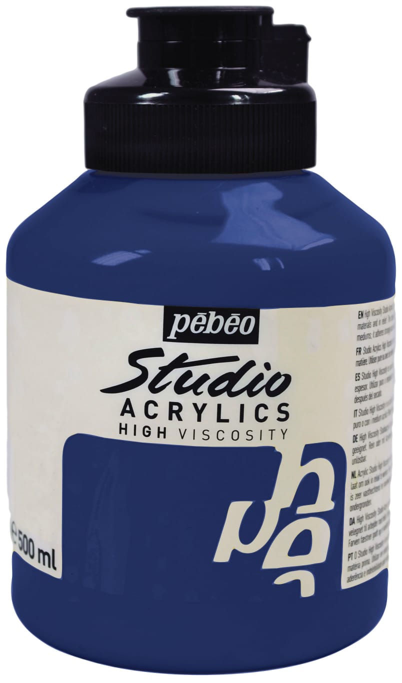 Pebeo Studio Acrylic HV 500ML - Pthalocyanine Blue 171017 pthalocyanine blue Pebeo Studio Acrylic HV 500ML - Pthalocyanine Blue