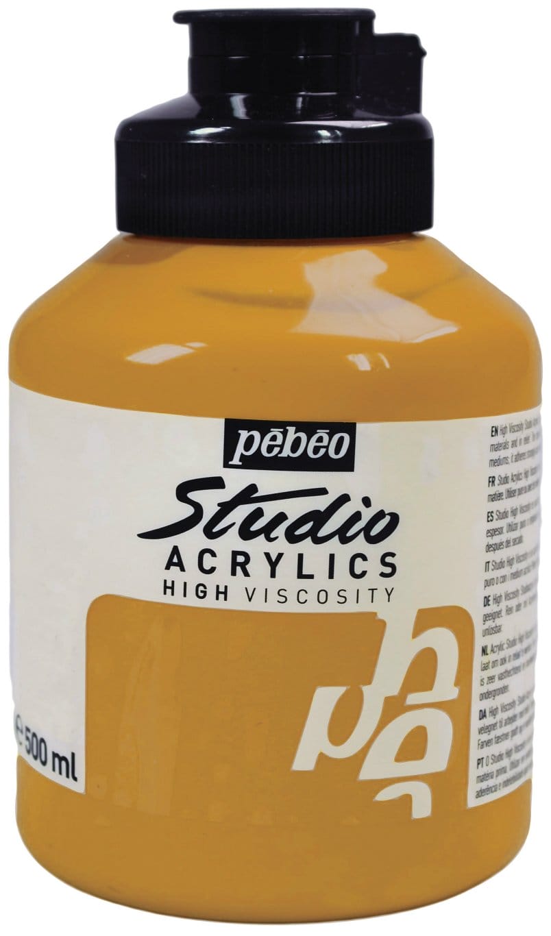 Pebeo Studio Acrylic HV 500ML - Yellow Ochre 171027 yellow ochre Pebeo Studio Acrylic HV 500ML - Yellow Ochre