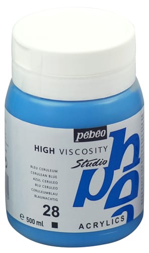 Pebeo Studio Acrylic HV 500ML - Cerulean Blue 171028 cerulean blue Pebeo Studio Acrylic HV 500ML - Cerulean Blue