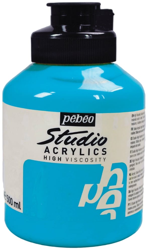 Pebeo Studio Acrylic HV 500ML - Turquoise Blue 171030 turquoise blue Pebeo Studio Acrylic HV 500ML - Turquoise Blue