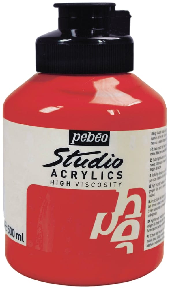 Pebeo Studio Acrylic HV 500ML - Cadmium Red Hue 171033 cadmium red hue Pebeo Studio Acrylic HV 500ML - Cadmium Red Hue