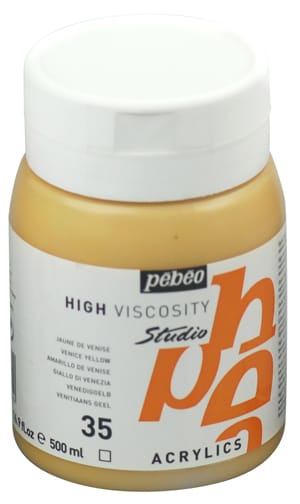 Pebeo Studio Acrylic HV 500ML - Venice Yellow 171035 venice yellow Pebeo Studio Acrylic HV 500ML - Venice Yellow