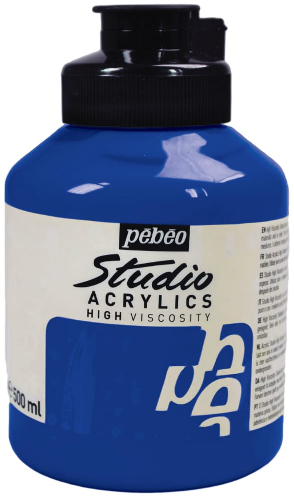 Pebeo Studio Acrylic HV 500ML - Primary Cyan 171049 primary cyan Pebeo Studio Acrylic HV 500ML - Primary Cyan