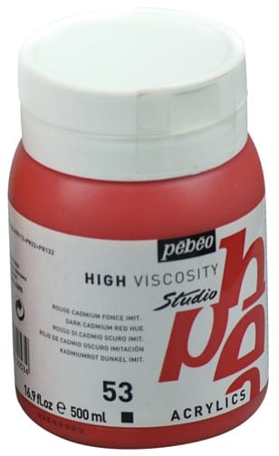 Pebeo Studio Acrylic HV 500ML - Dark Cadmium Red Hue 171053 dark cadmium red hue Pebeo Studio Acrylic HV 500ML - Dark Cadmium Red Hue