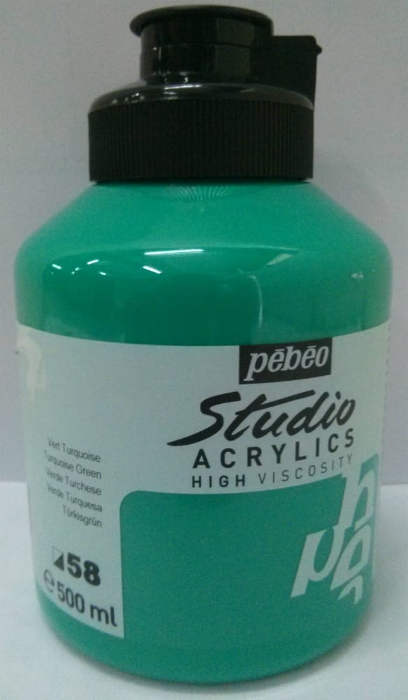 Pebeo Studio Acrylic HV 500ML - Turquoise Green 171058 turquoise green Pebeo Studio Acrylic HV 500ML - Turquoise Green