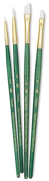 Princeton Real Value Synthetic - White Taklon Short Handle Brush Set (Set of 4 Brushes) - 1 9117 9117