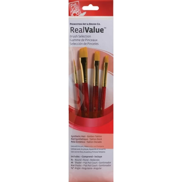 Princeton Real Value Synthetic - Golden Taklon Short Handle Brush Set (Set of 4 Brushes) - 4