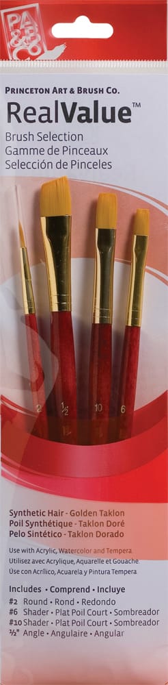 Princeton Real Value Synthetic - Golden Taklon Short Handle Brush Set (Set of 4 Brushes) - 4