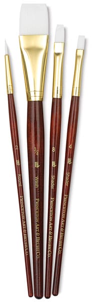 Princeton Real Value Synthetic - White Taklon Short Handle Brush Set (Set of 4 Brushes) - 3 9125 9125