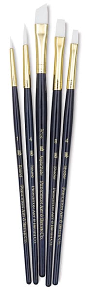 Princeton Real Value Synthetic - White Taklon Short Handle Brush Set (Set of 5 Brushes) - 1 9136 9136