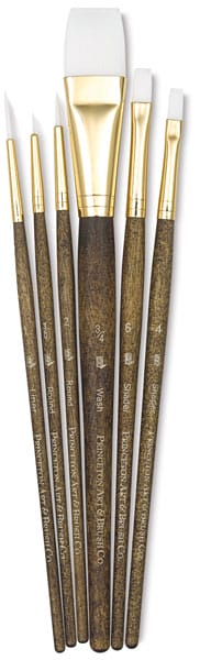 Princeton Real Value Synthetic - White Taklon Short Handle Brush Set (Set of 6 Brushes) - 1 9140 9140