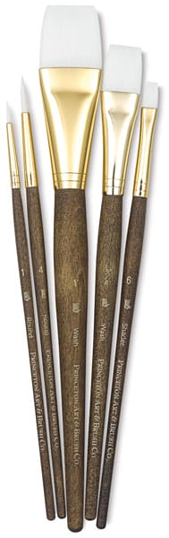 Princeton Real Value Synthetic - White Taklon Short Handle Brush Set (Set of 5 Brushes) - 2 9144 9144