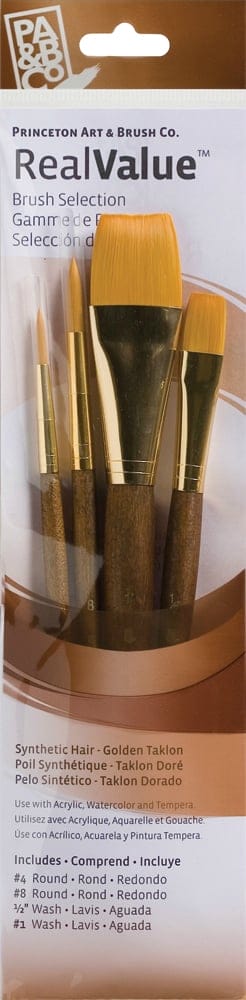 Princeton Real Value Synthetic - Golden Taklon Short Handle Brush Set (Set of 4 Brushes) - 2