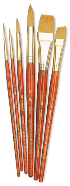 Princeton Real Value Synthetic - Golden Taklon Short Handle Brush Set (Set of 6 Brushes) - 4 9153 9153
