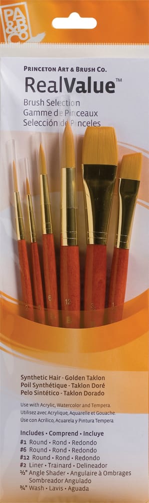 Princeton Real Value Synthetic - Golden Taklon Short Handle Brush Set (Set of 6 Brushes) - 4