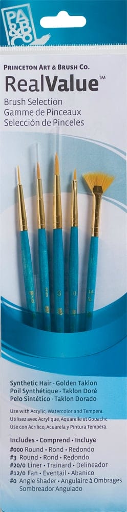 Princeton Real Value Synthetic - Golden Taklon Short Handle Brush Set (Set of 5 Brushes) - 2
