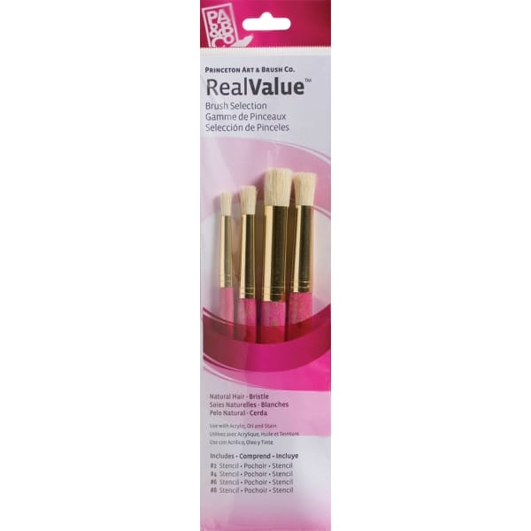 Princeton Real Value Natural - Bristle Stencil Short Handle Brush Set (Set of 4 Brushes) - 3