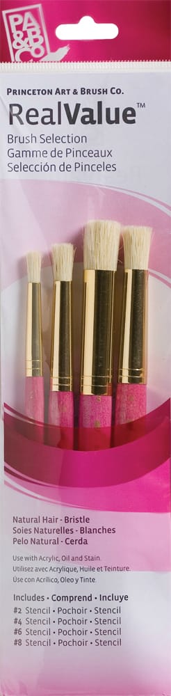 Princeton Real Value Natural - Bristle Stencil Short Handle Brush Set (Set of 4 Brushes) - 3