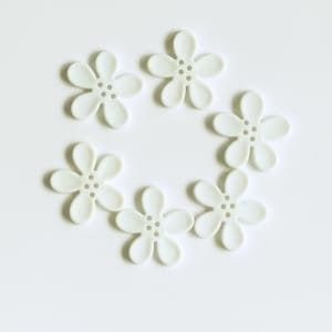 Large Plastic Flower Buttons - White