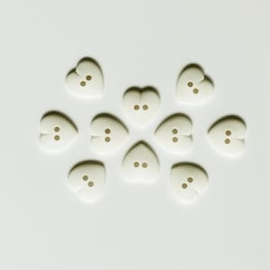 Large Plastic Heart shaped Buttons - White
