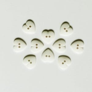 Large Plastic Heart shaped Buttons - White