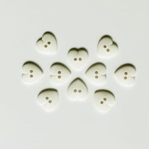 Large Plastic Heart shaped Buttons - White